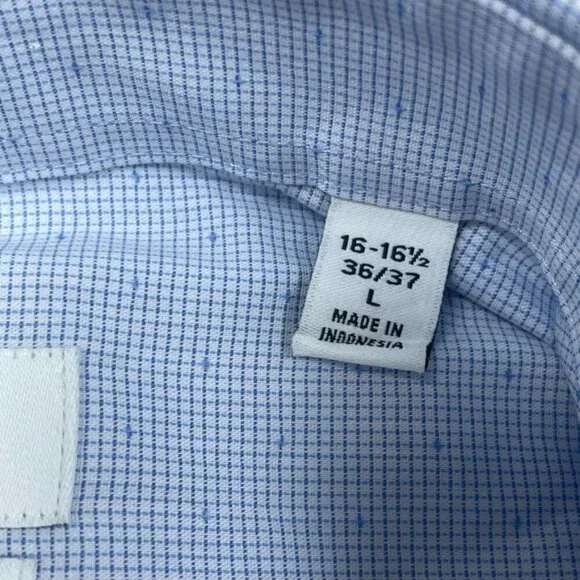 Calvin Klein Regular Fit Wrinkle Free Stretch Dress Shirt L Blue 6871 - Picture 4 of 9
